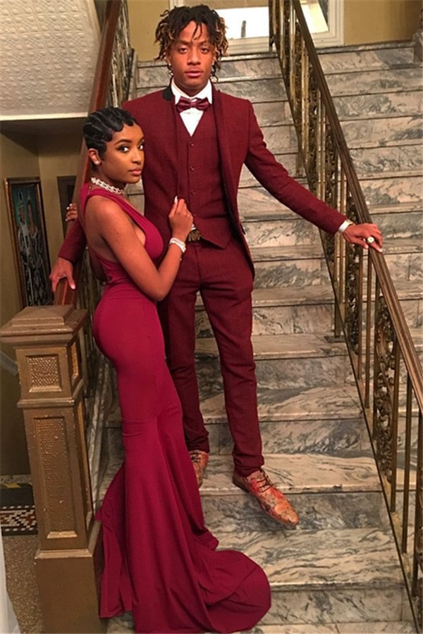 Bellasprom Fashion 3 Pieces Elegant Red Tom Ford Suits for Prom On Sale