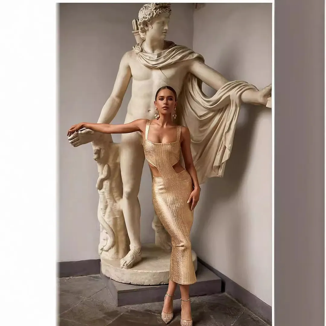 Brownm Light Luxury Niche Design High-End Birthday Party Tight-Up Dress Temperament High-End Stunning Annual Meeting