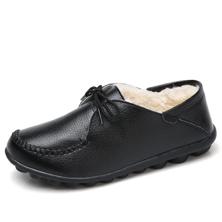 Casual Genuine Leather Flats Ladies Lace Up Fashion Slip On Driving Shoes QueenFunky