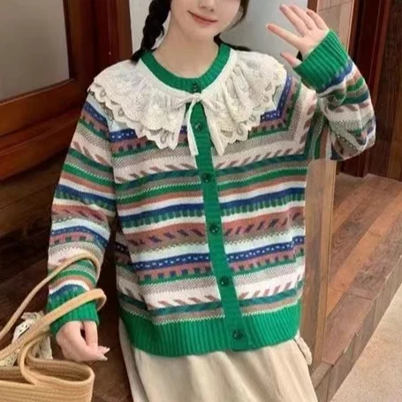 Chicfifth Sweater Women Winter Long Sleeve High Quality Autumn Vintage Top Knitted Cardigan