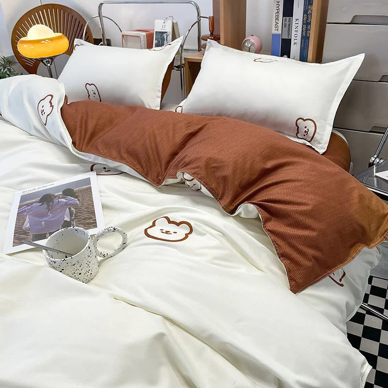 LANFUBEISI Ins Pink Flowers Bedding Set Flat Bed Sheet Duvet Cover Twin Full Queen Nordic Bed Linen Boy Girl Bedding Sets Flower Cherry LANFUBEISI