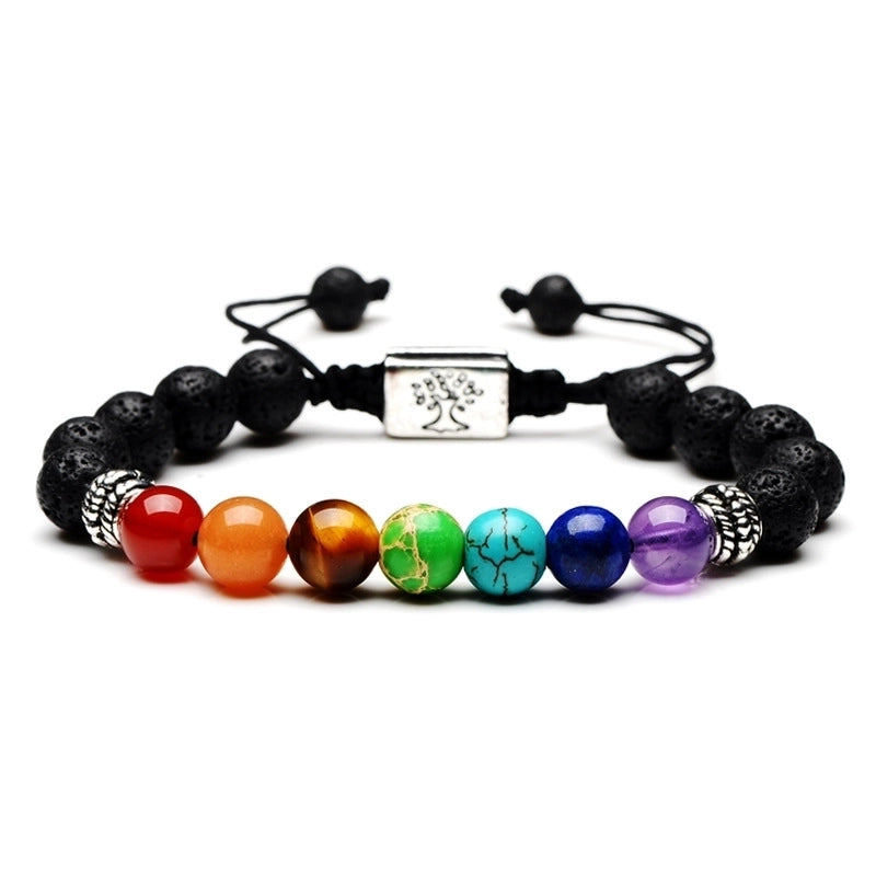 Minimalist Round Alloy Natural Stone Polyester Woven Chain Bracelets In Bulk