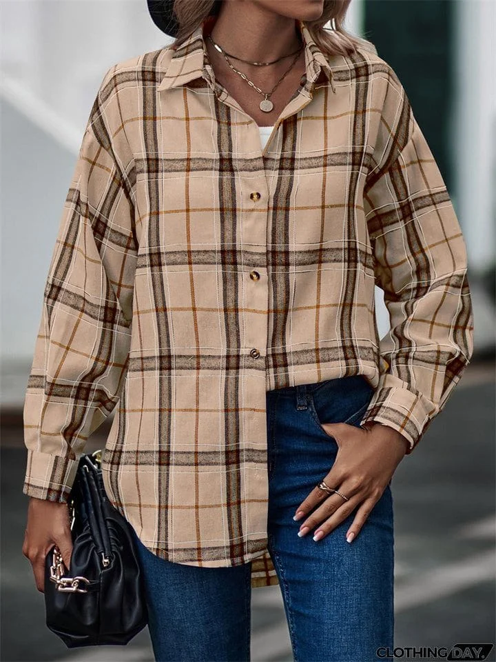 New Autumn Plus Size Extra Loose Plaid Soft Women Blouse