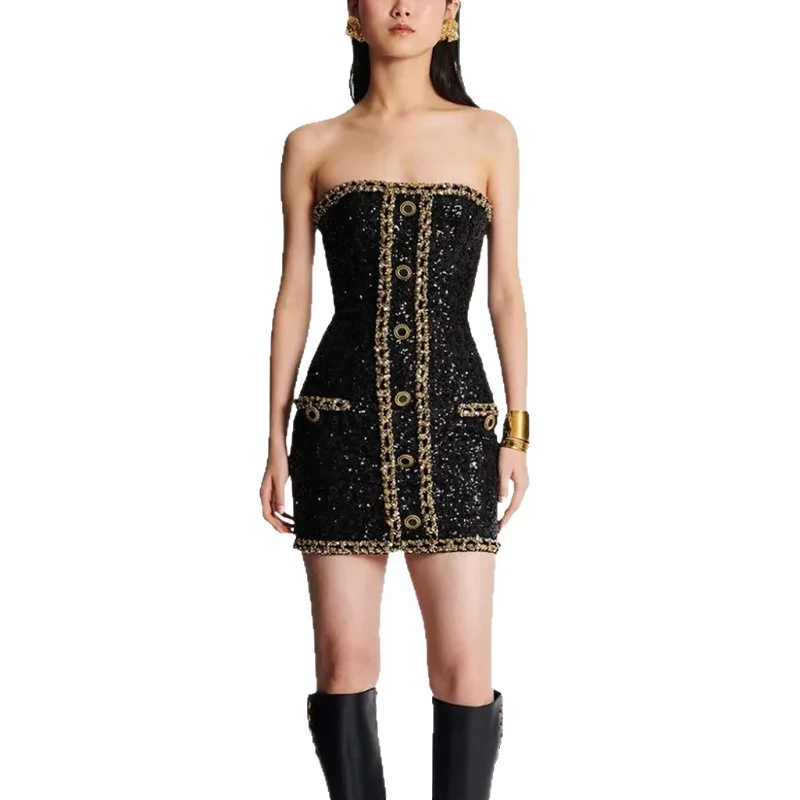 Nigikala Nigikala Early Spring New Star Fashion Heavy Industry Lily Chain Tset Dress