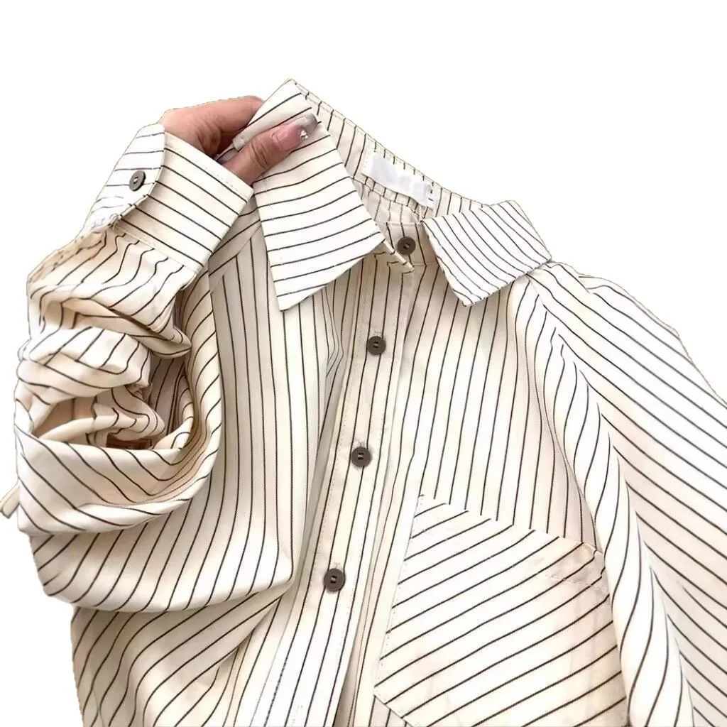 Athvotar Athvotar Striped Shirt Women 2025 Spring And Autumn New Design Small Top Style Wearing Long-Sleeved Shirt