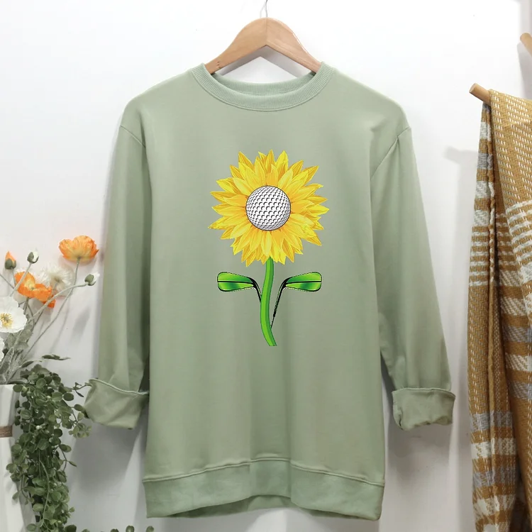 Love golf and sunflower Women Casual Sweatshirt-Annaletters