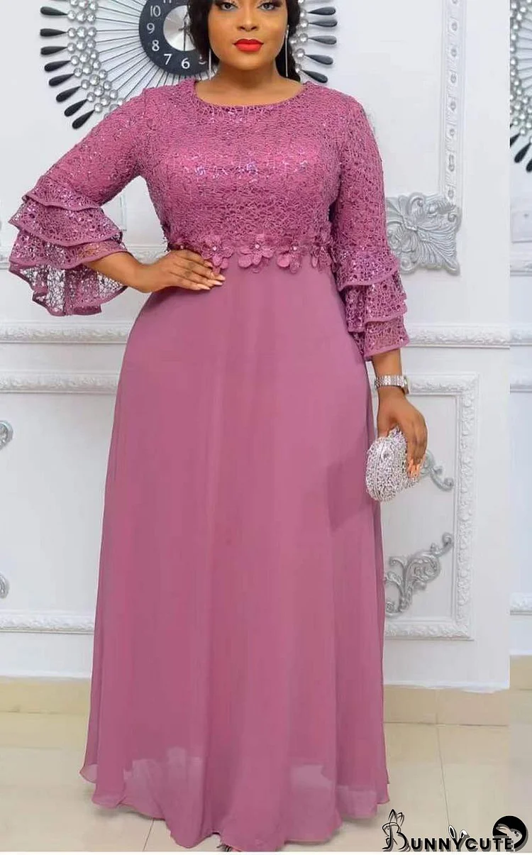 African women's clothing Plus Size lace chiffon dress