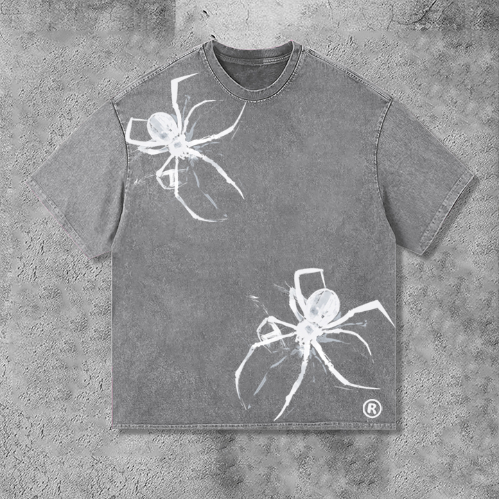 Sopula Spider Vintage Graphics Acid Washed T-Shirt - SOPULA