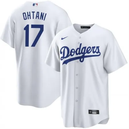 Men's Los Angeles Dodgers #17 Shohei Ohtani White Cool Base Stitched Jersey QRC1