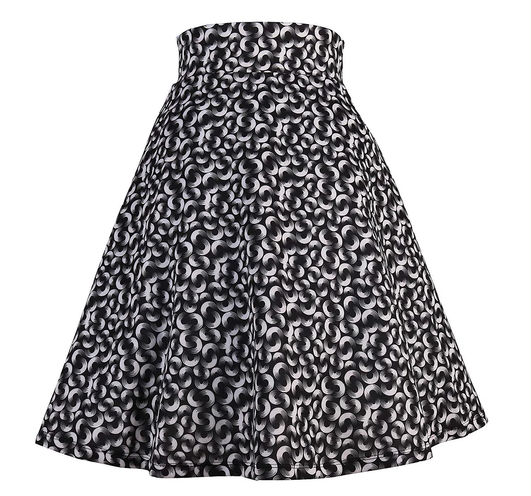 Modeway Elastic Waist Pleated Skater A Line Midi Skirts For Women With Plus Size