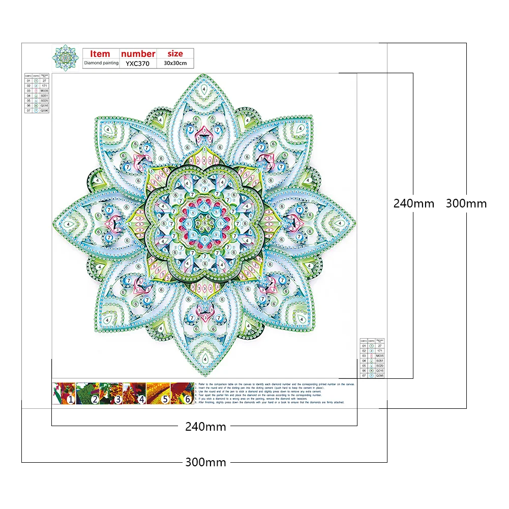 Special Shape Diamond Painting 30*30cm - Quilling Mandala