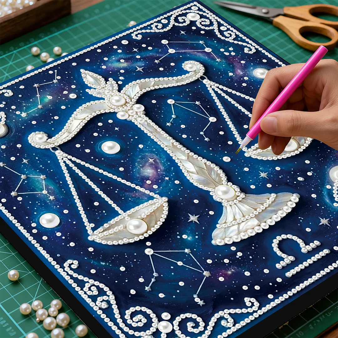 Libra - DIY Pearl Diamond Art Kit With Frame 25*25cm