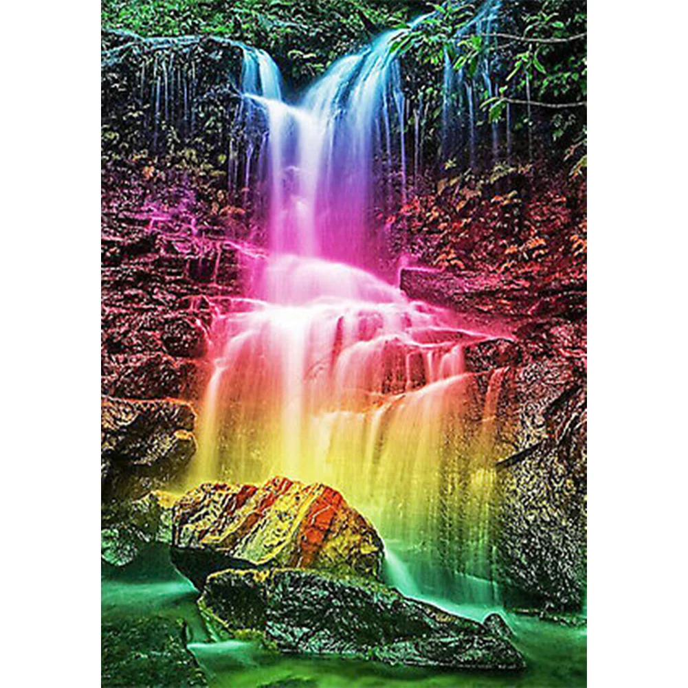 Full Round Diamond Painting - Rainbow Waterfall(30*40cm)
