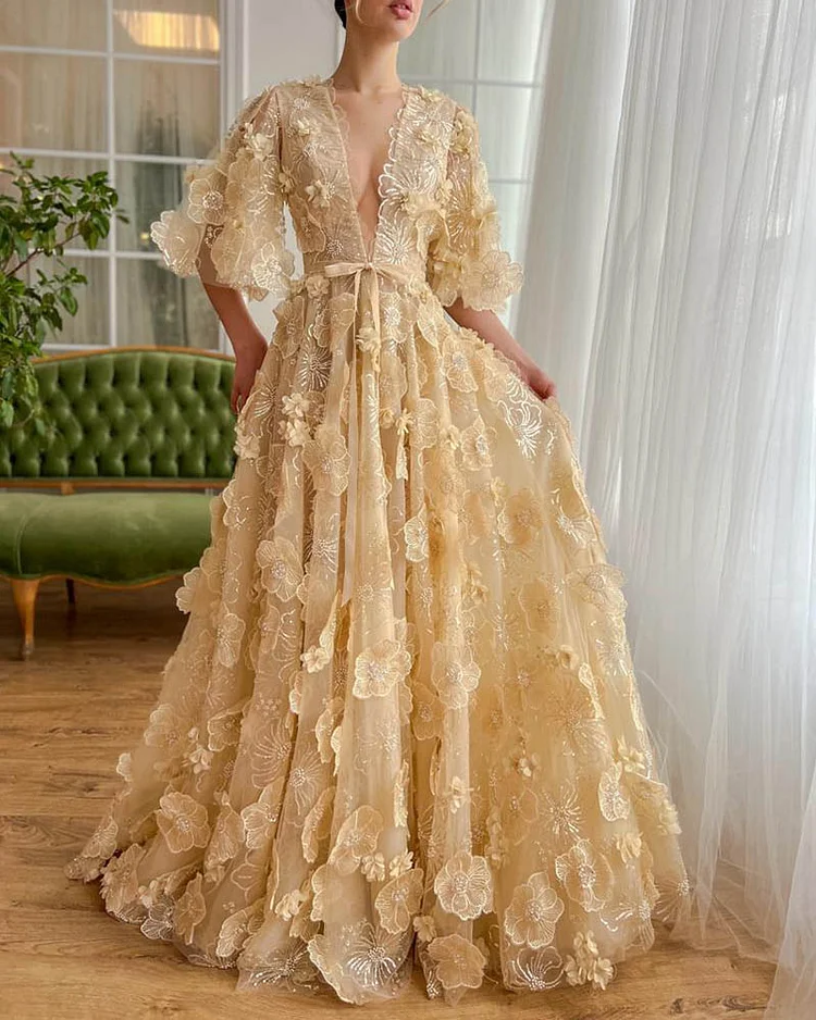 Ladies fashionable and elegant deep V dress