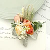 10PCS Autumn Wedding Bridal Groom Orange Pumpkin Themed Catering Guests Corsage Boutonniere Wrist Artificial Flower Bouquets