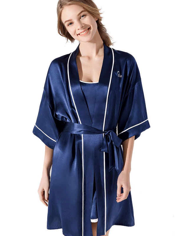 Classic Solid Color Silk Robe REAL SILK LIFE