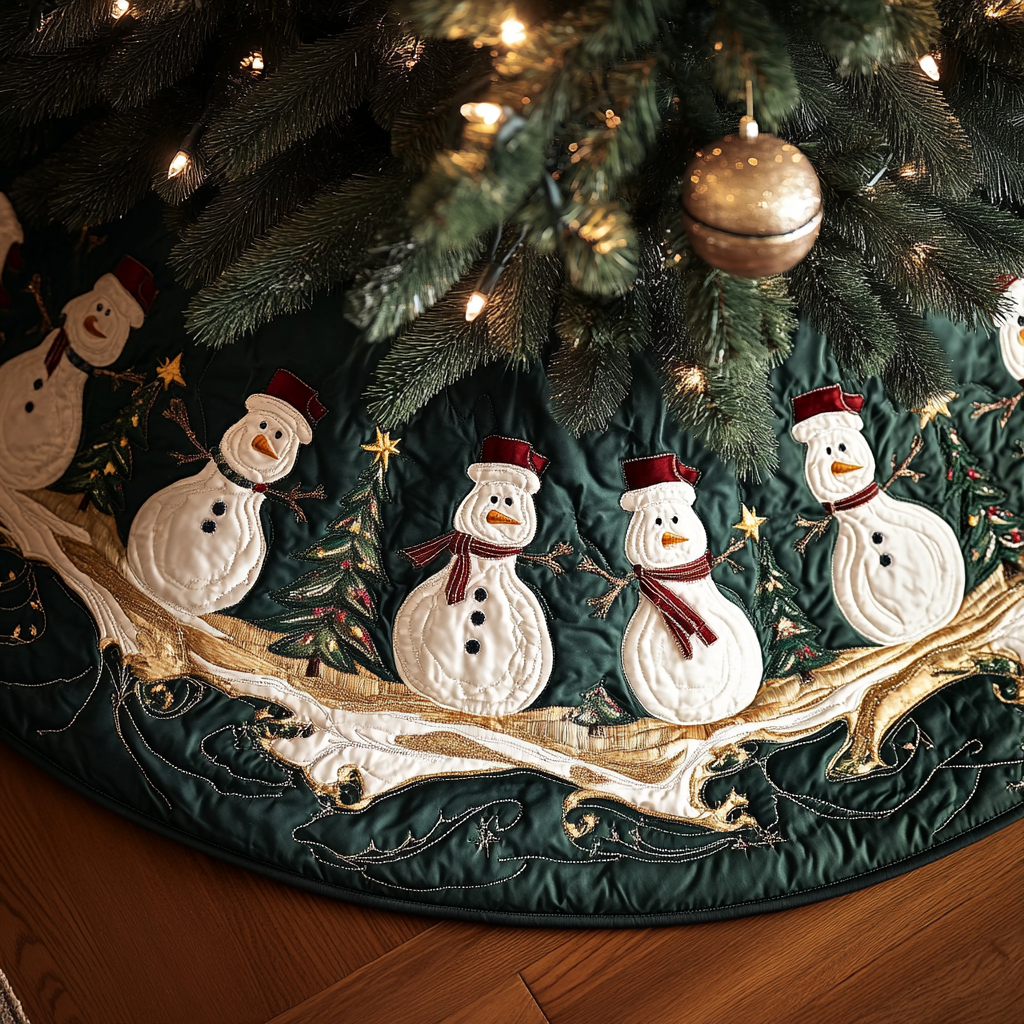 Jingle Frost Quilted Christmas Tree Skirt NCU0VH726