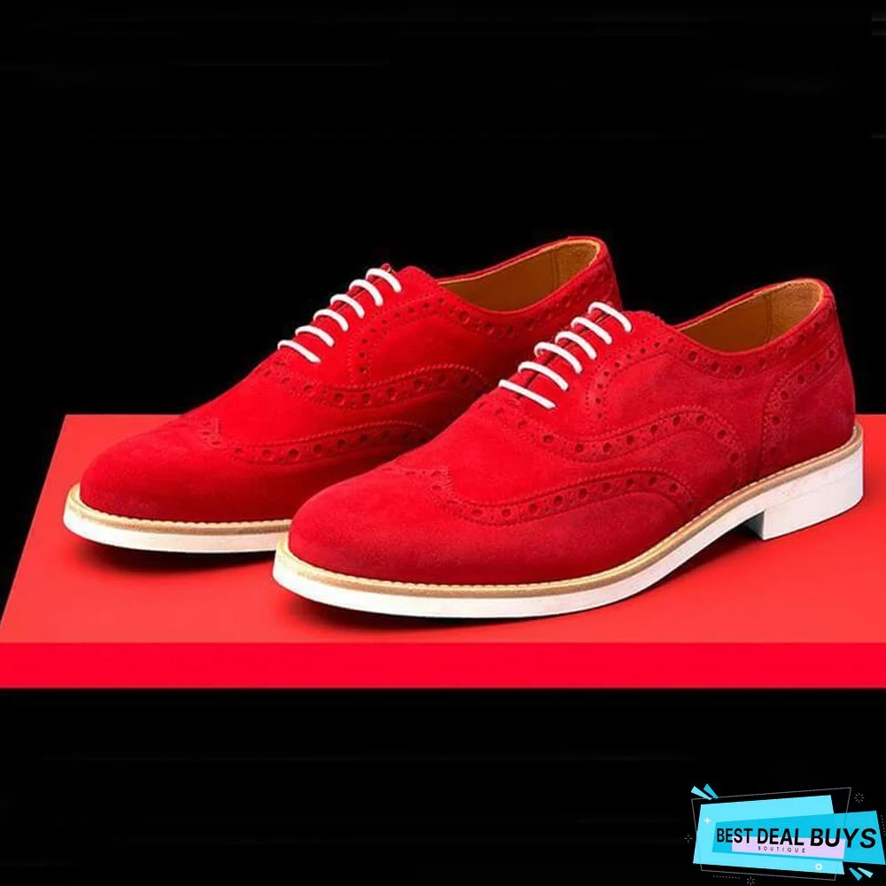 Men's Fashion Brogue Carved Suede Shoes