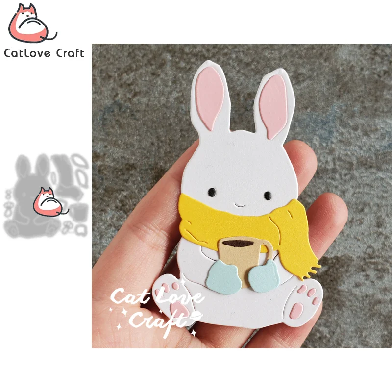 Oocharger Scarf Rabbit Metal Cutting Dies Scrapbooking Mold Stencil Die Cuts Card Making DIY Craft Embossing New Dies For 2024