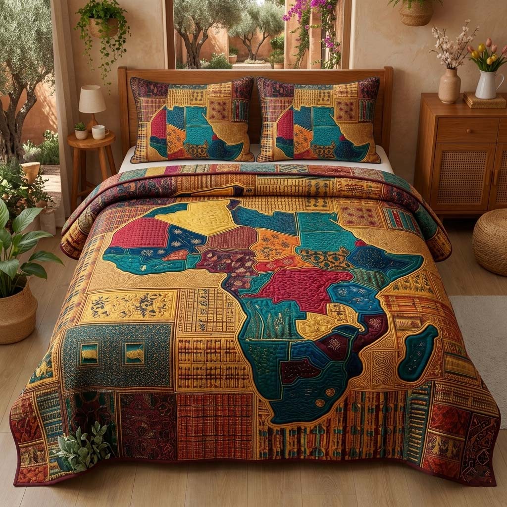 Golden Africa 3-Piece Quilted Bedding Set GFTOQM3404