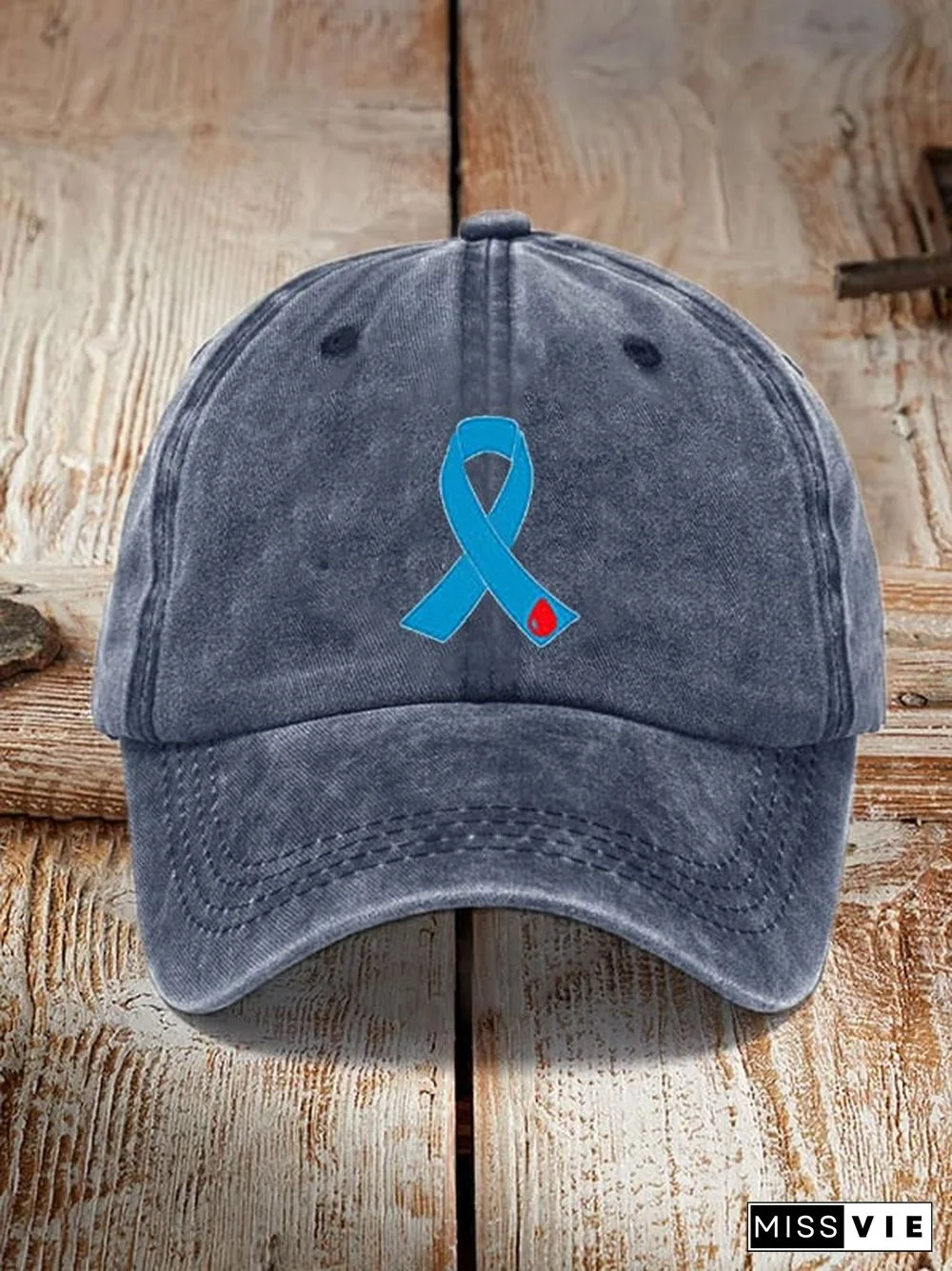 Diabetes Blue Ribbon Print Unisex Hat