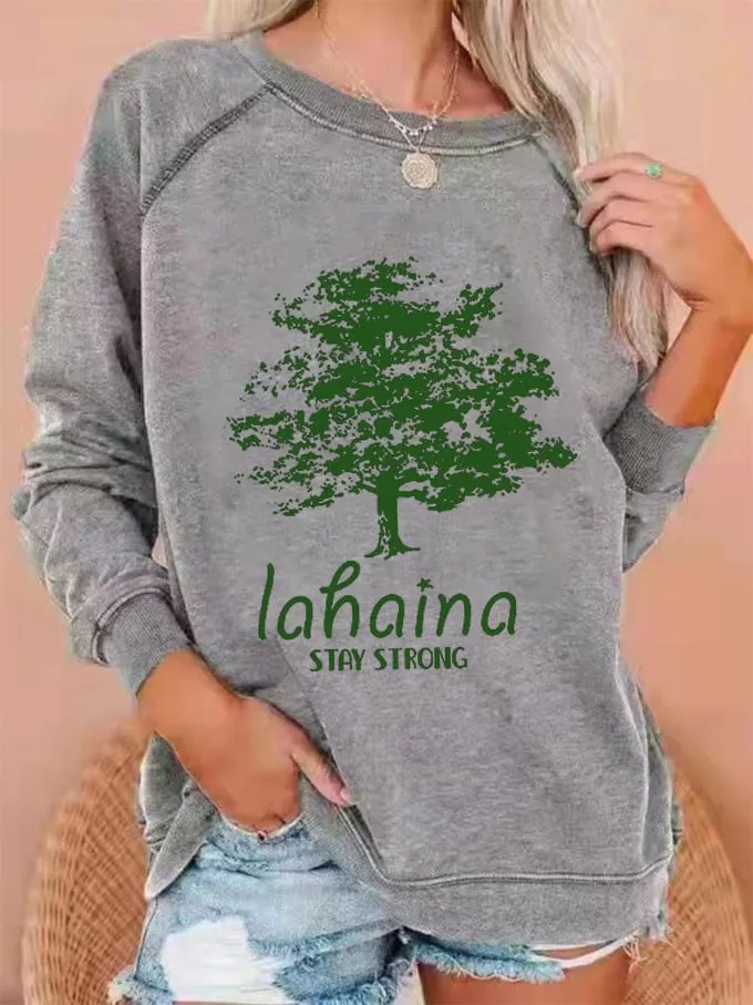 Women's Lahaina Strong Hawaii Tree of Life Aug 8 Print Sweatshirt