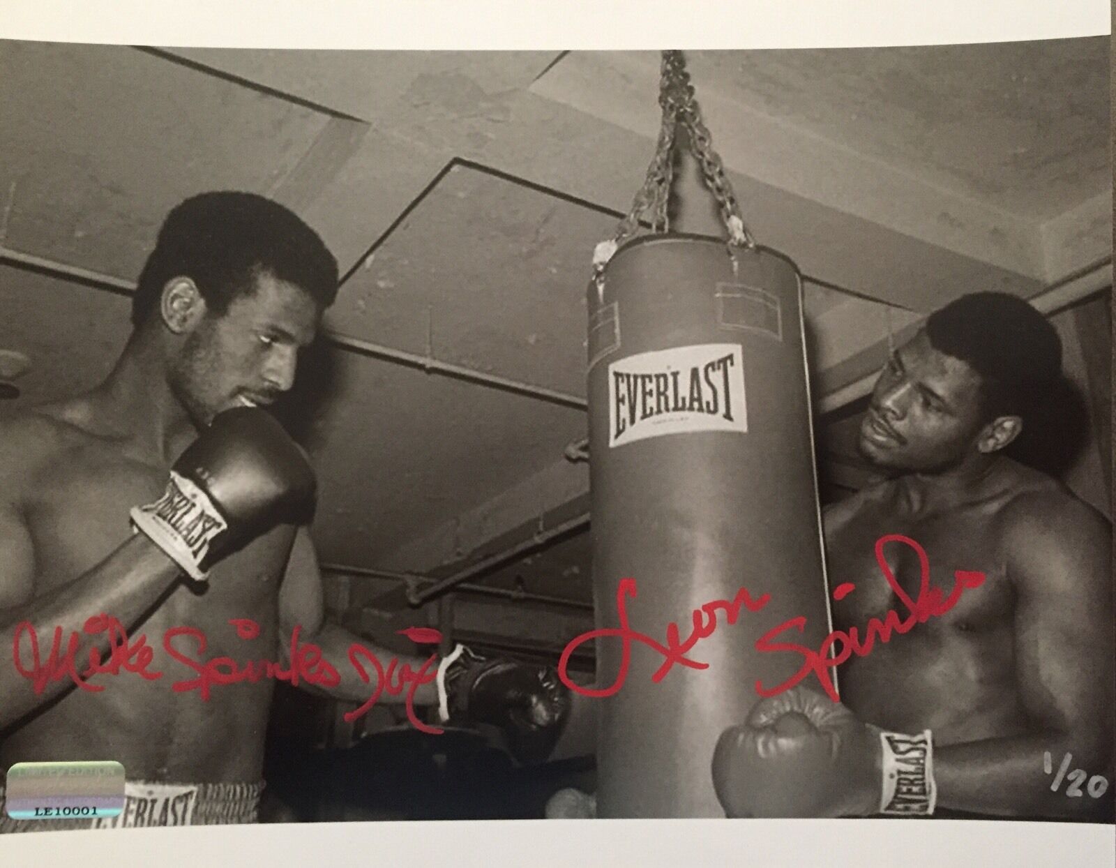 Leon / Michael Spinks Dual Signed 8x10 #D/20 COA Inscriptagraphs Ali Tyson Auto