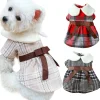 Pet Autumn Winter  Dog Warm Dresses Bow Lattice Skirt