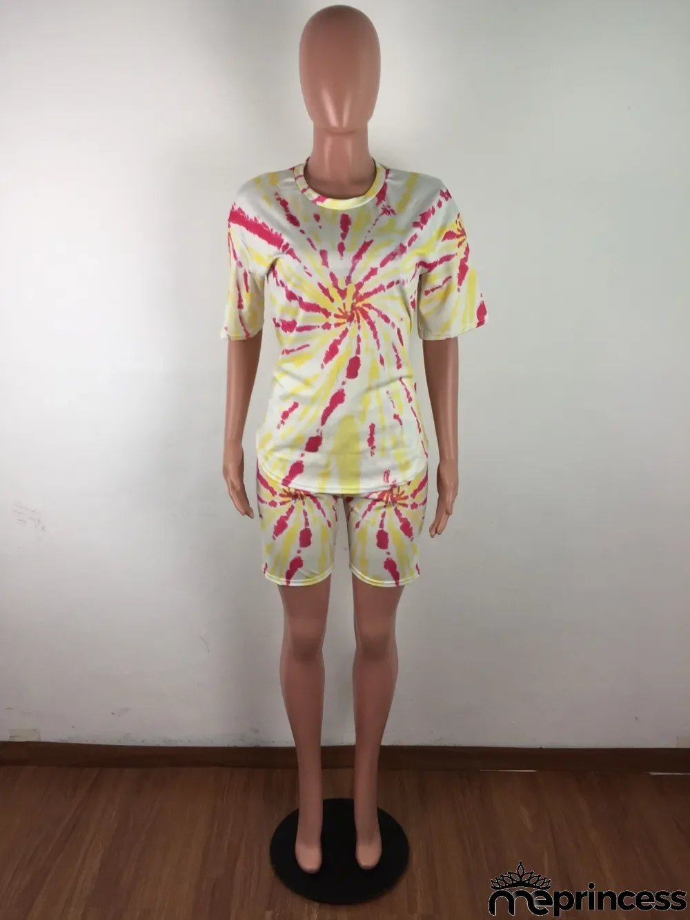 Summer Tie Dye Two Piece Biker Shorts Set