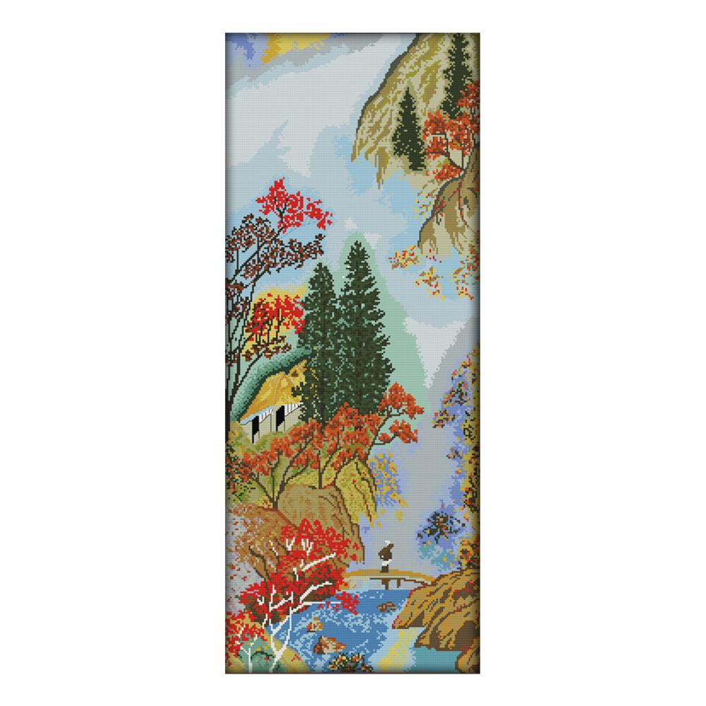 

Clouds in the mountains - 14CT Stamped Cross Stitch - 34*77cm, 501 Original