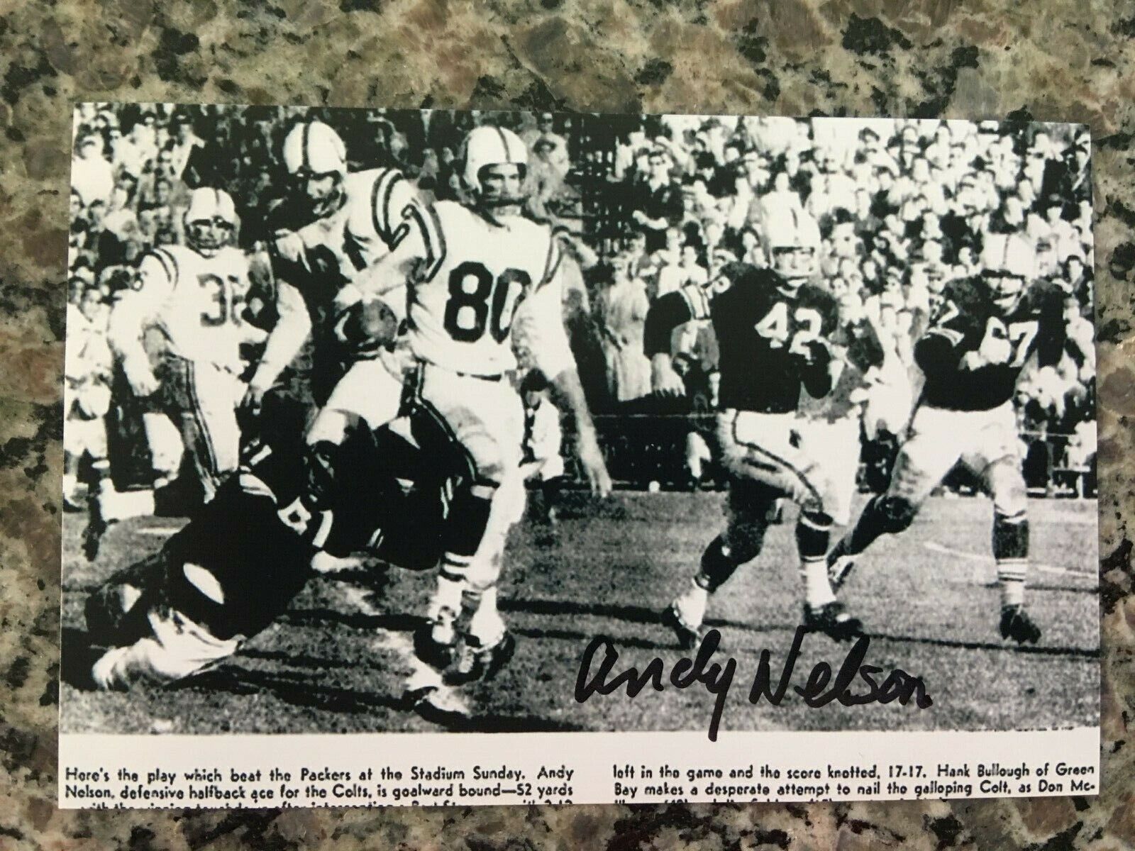 ANDY NELSON BALTIMORE COLTS 1958 NFL CHAMPIONS RARE SIGNED Photo Poster painting