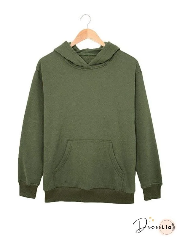 Solid Color Hooded Sweatshirt