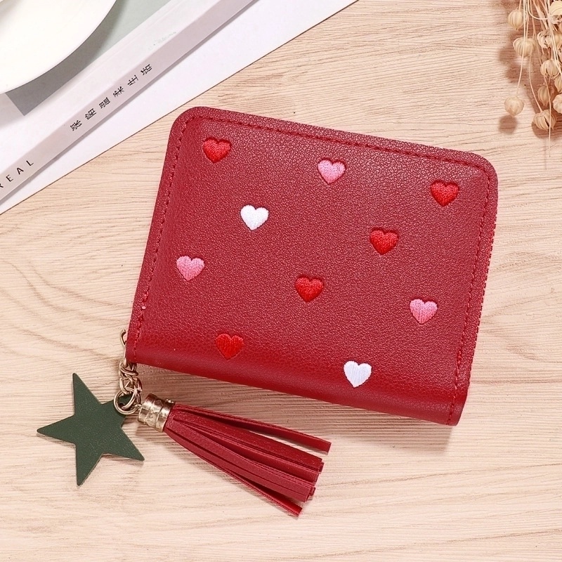 Women’s Solid Color Pu Leather Hook Loop Wallets