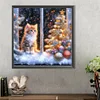 Diamond Painting -DIY Round Drill Partial AB Xmas Cat(45x45 CM)