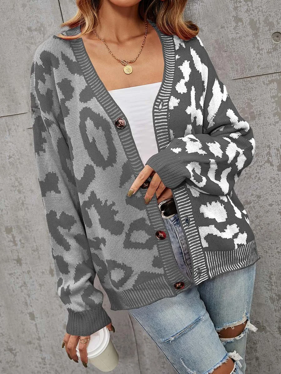 Women's Leopard Print Cardigan Sweater