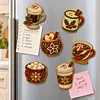 6PCS Drinks DIY Pearl Diamond Painting Christmas Fridge Magnets, Sparkling Rhinestone Refrigerator Magnet Craft Kit for Home Decor & Gifts