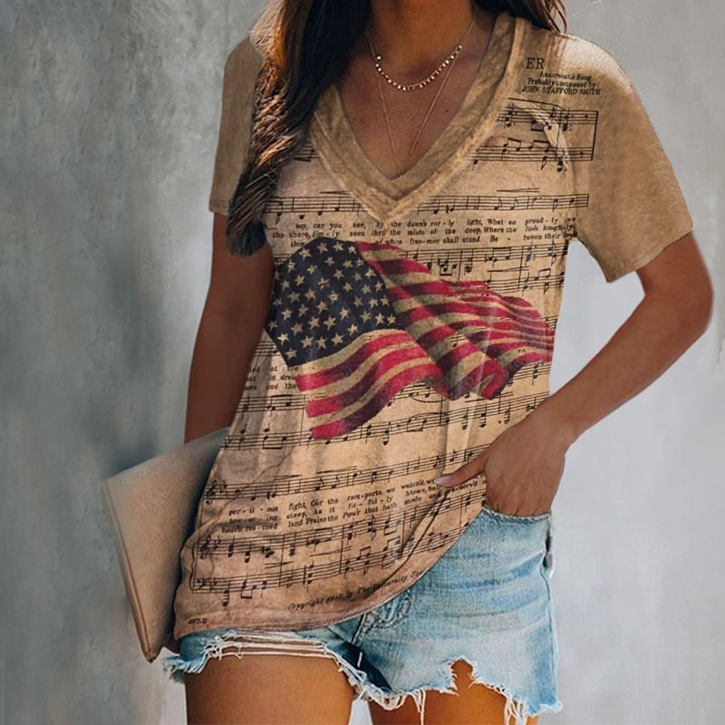 Music score flag graphic tees designer