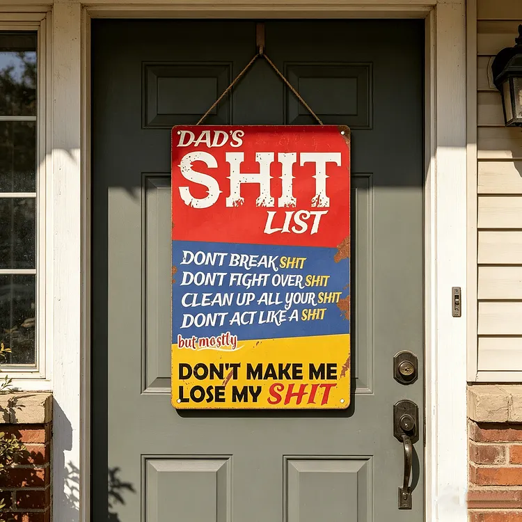 🔥LAST DAY 50% OFF - 🎯Dad's Shit List Vintage Tin Sign &ndash; The Ultimate Funny Dad Gift & Garage Decor!🛠️ 