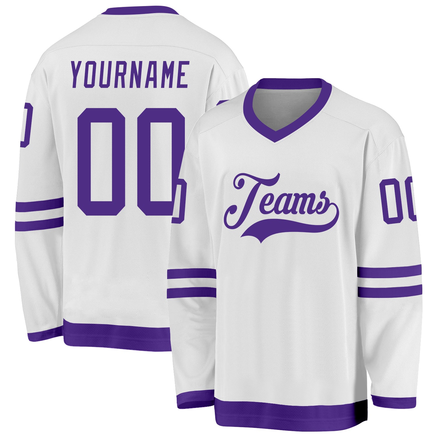 Custom White Purple Hockey Jersey | captainssportss.com