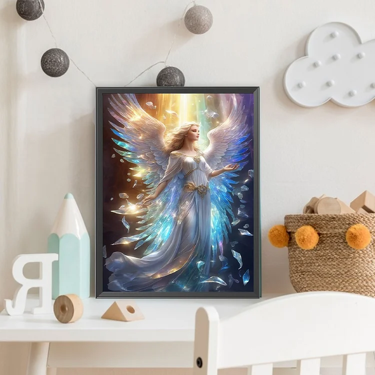 Full Drill Diamond Painting with Frame / 30x40cm / Round Crystals / Wall Art  Decor - Angel Girl YSG3076