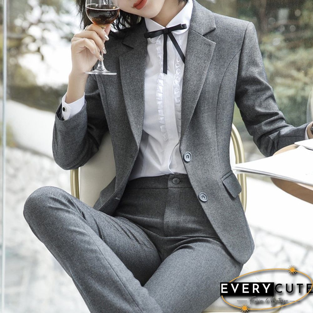 S-4Xl New Fashion 2 Piece Set Women Pantsuits Slim Work Wear Office Ladies Long Sleeve Blazer And Pants Outfits Pant Suits