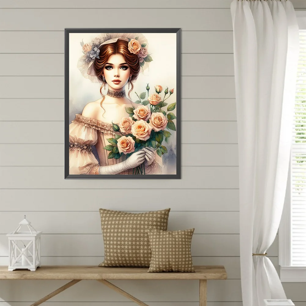 Full Round Diamond Painting 40*50cm - Lady Of Flowers