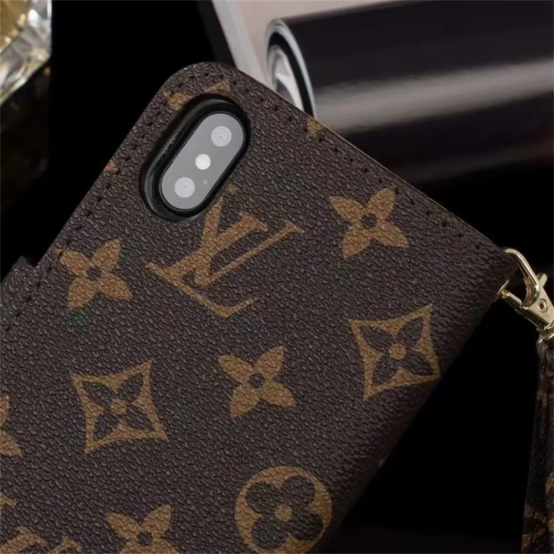LV Monogram Canvas Wallet Apple iPhone Case Samsung Galaxy Checkerboard Canvas Holster