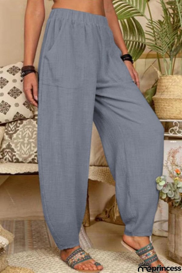 Women's Pure Color Casual Cotton Pants