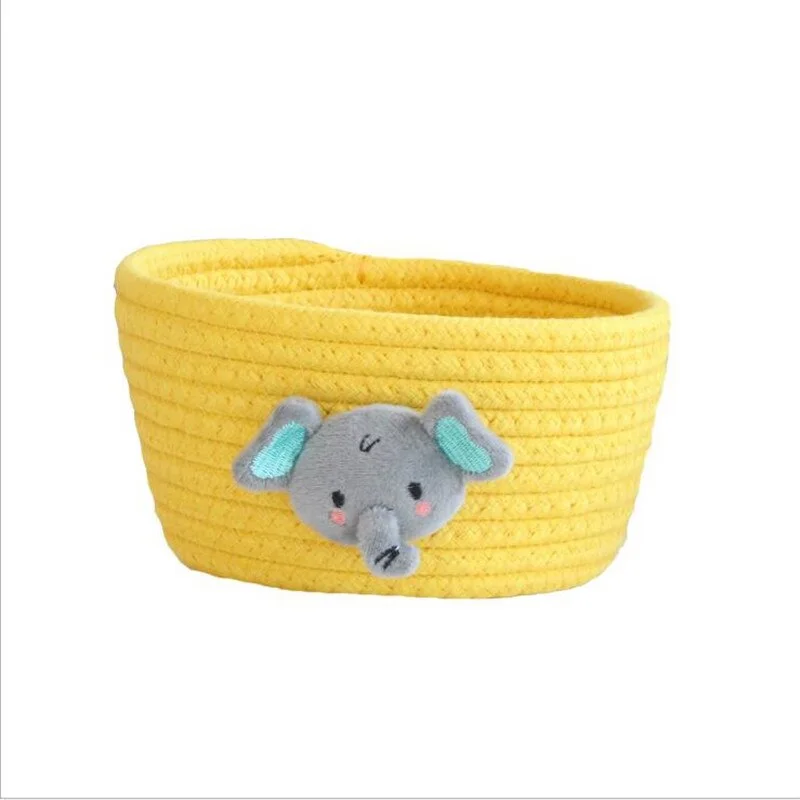 Cotton Rope Storage Baskets With Animals Shape Baby Dirty Clothes Laundry Basket Handmade Weaving Desktop Sundries Organizer Box