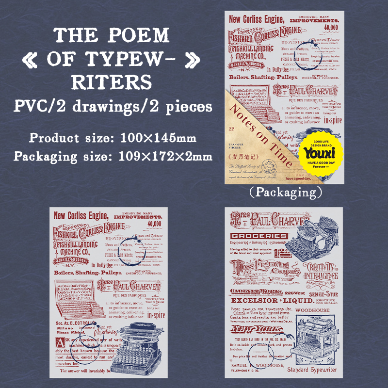 PVC Transfer Sticker - Notes on Time Series Vintage English Manuscript Landscape 
