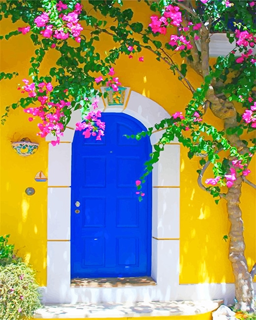 

Blue Door With Flowers – Paint By Numbers - 40*50CM, 501 Original