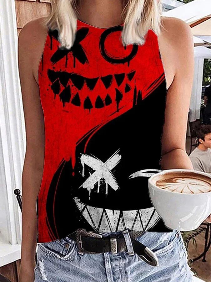 Women's Halloween Print Sleeveless T-Shirt