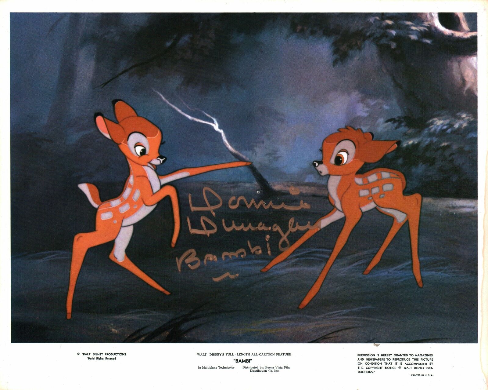 Donnie Dunagan Bambi 8x10 Lobby Card Signed Autograph JSA Certified COA Auto