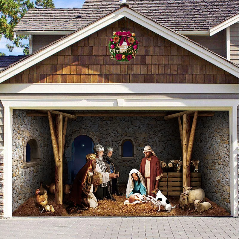 Bazeec™Nativity Scene Christmas Holiday Home Garage Decor Banner Billboard Door Mural